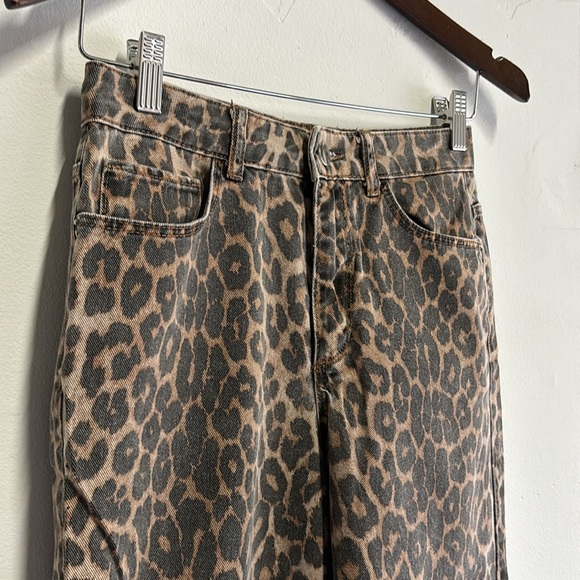 Zara Leopard Print crop wide leg pants Size 00 - Picture 4 of 6